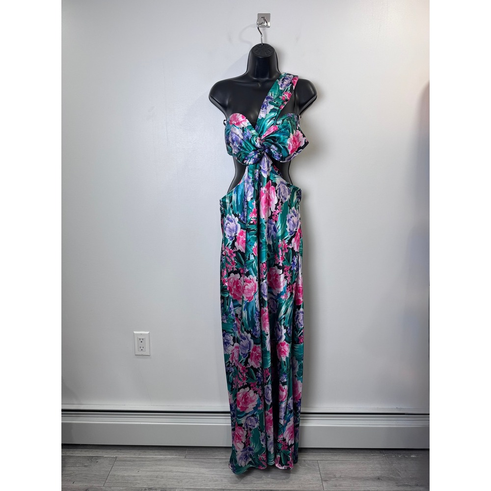 Audette Studios Floral Printed Cutout Maxi Dress Multicolor Floral Size Medium